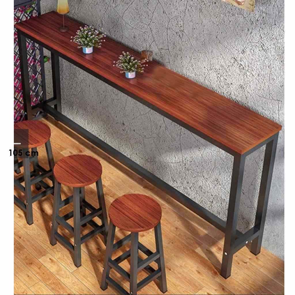 decfat18801 Iron and Marble Wood Bar Stool - Black and Brown - Image 1